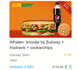 Winst voor Social Deal bij kleine locale Subway actie: € 4.025